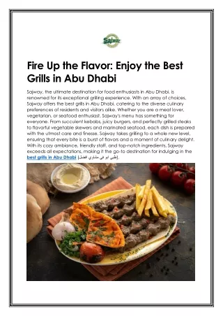 Fire Up the Flavor: Enjoy the Best Grills in Abu Dhabi
