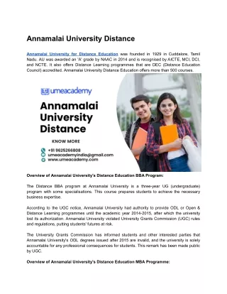 Annamalai University Distance