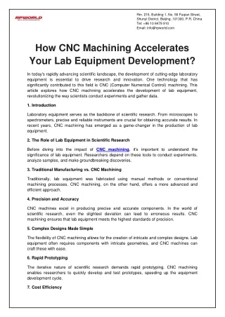 How CNC Machining Accelerates Your Lab Equipment Development?