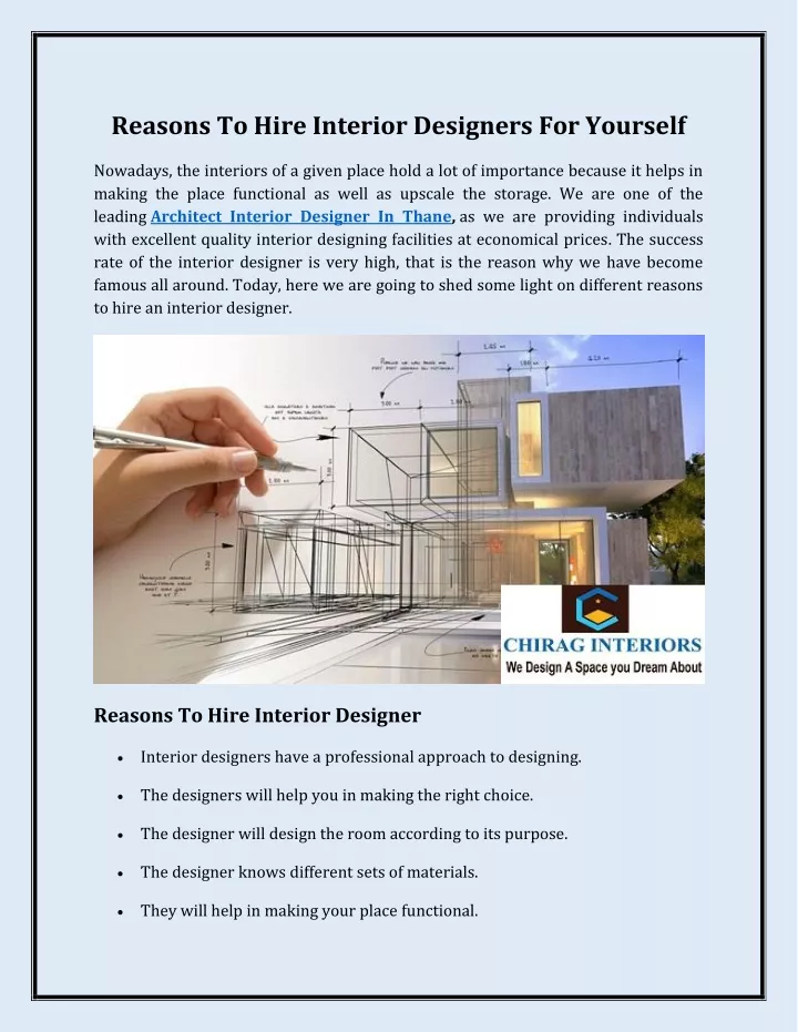 reasons to hire interior designers for yourself