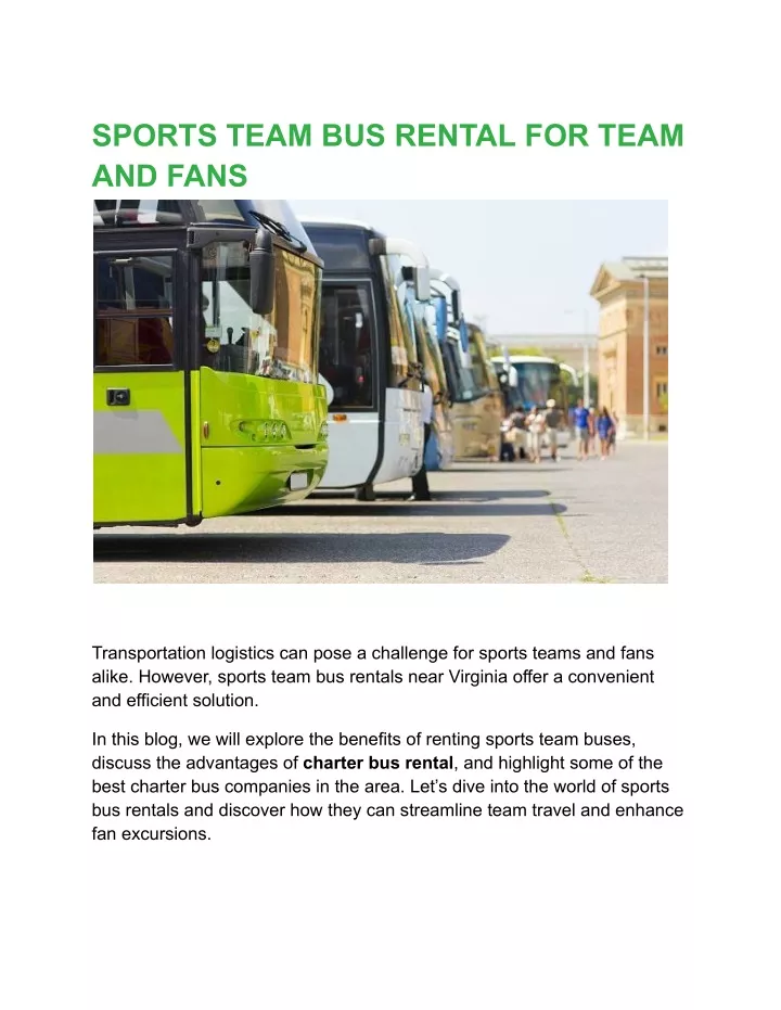 sports team bus rental for team and fans