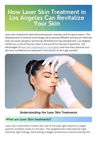 How Laser Skin Treatment in Los Angeles Can Revitalize Your Skin