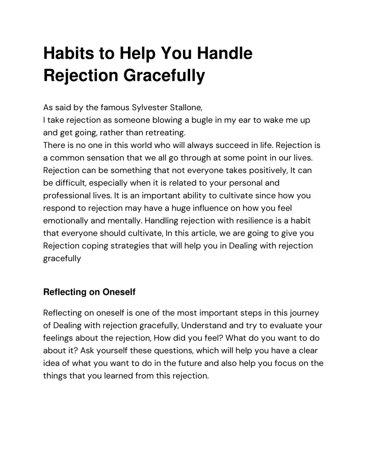 habits to help you handle rejection gracefully
