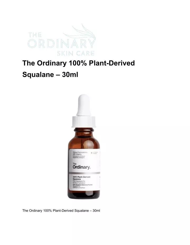 the ordinary 100 plant derived squalane 30ml