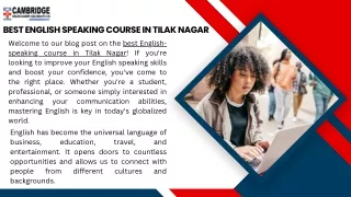 Best English Speaking Course in Tilak Nagar