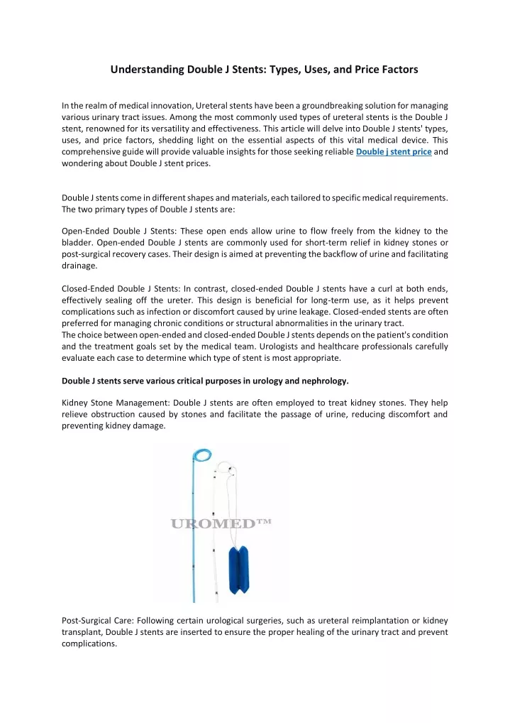 understanding double j stents types uses