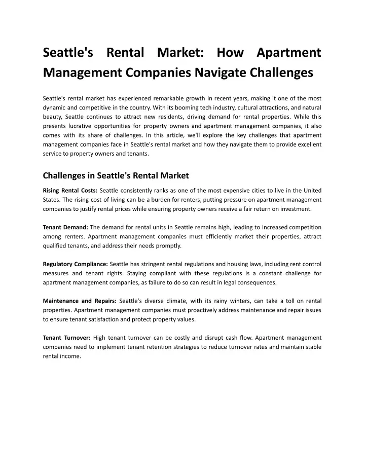 seattle s management companies navigate challenges
