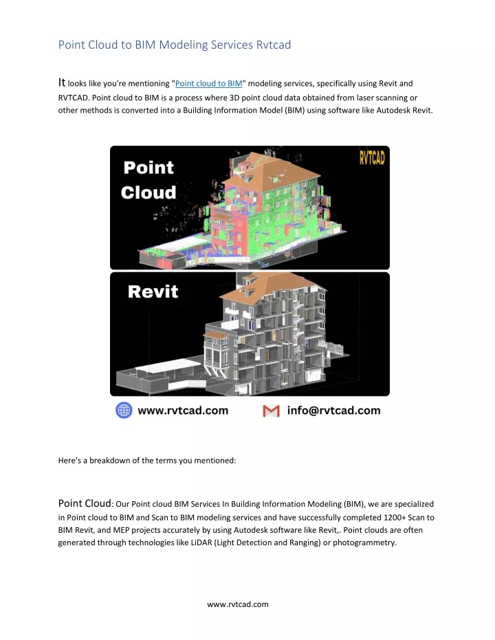 point cloud to bim modeling services rvtcad