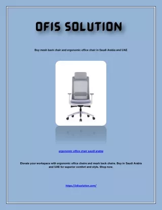 Buy mesh back chair and ergonomic office chair in Saudi Arabia and UAE