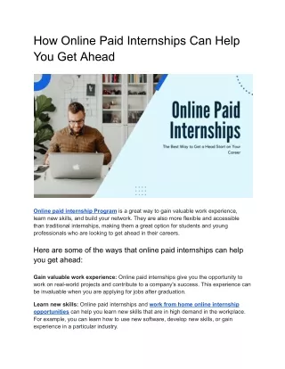 How Online Paid Internships Can Help You Get Ahead