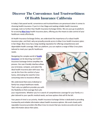 Health Insurance Exchange Online