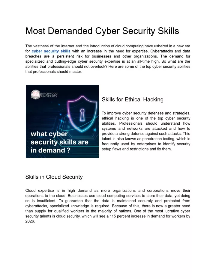 most demanded cyber security skills