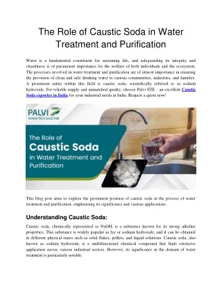 The Role of Caustic Soda in Water Treatment and Purification