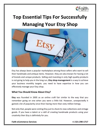 Top Essential Tips For Successfully Managing Your Etsy Shop