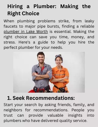 Hiring a Plumber Making the Right Choice