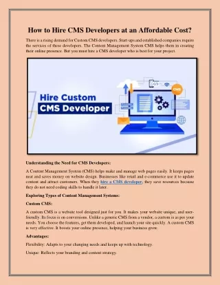 How to Hire CMS Developers at an Affordable Cost