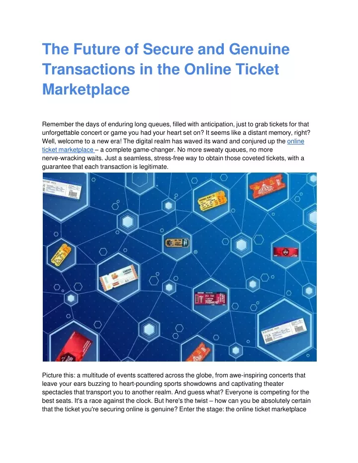 the future of secure and genuine transactions in the online ticket marketplace