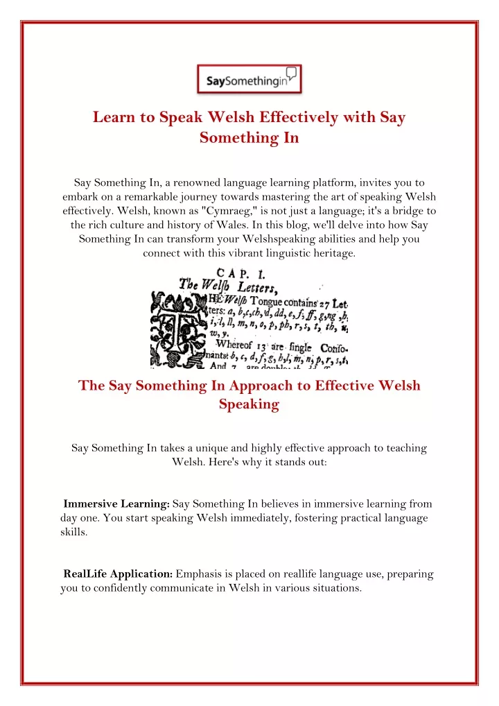 learn to speak welsh effectively with