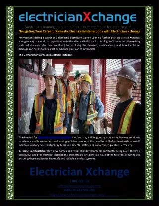 Navigating Your Career Domestic Electrical Installer Jobs with Electrician Xchange