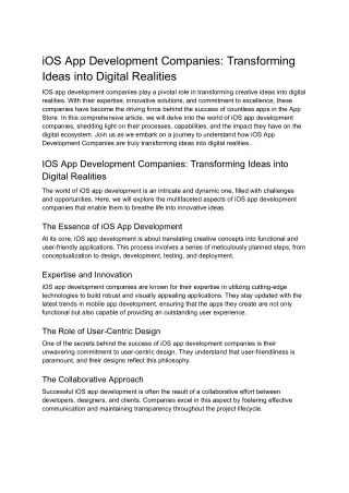 iOS App Development Companies_ Transforming Ideas into Digital Realities