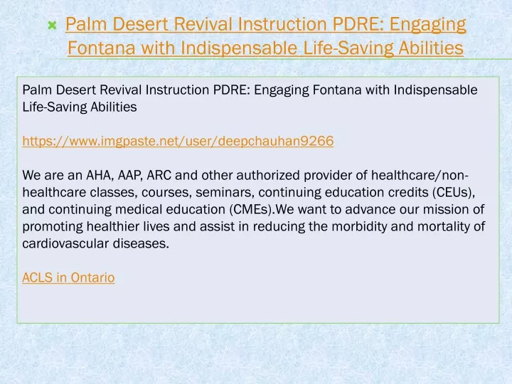 palm desert revival instruction pdre engaging fontana with indispensable life saving abilities