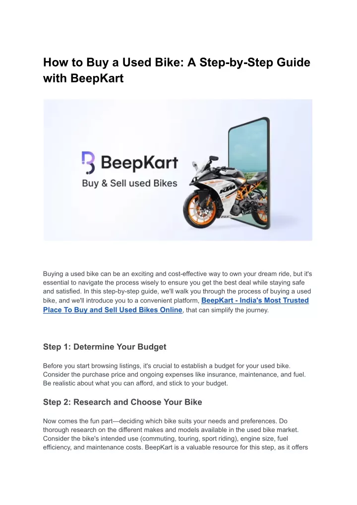 how to buy a used bike a step by step guide with