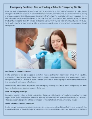 Emergency Dentistry Tips for Finding a Reliable Emergency Dentist