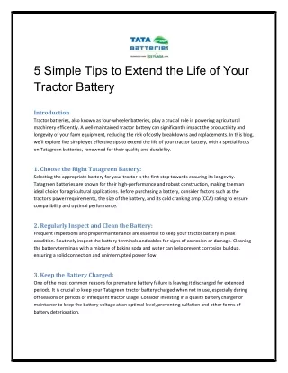 5 Simple Tips to Extend the Life of Your Tractor Battery