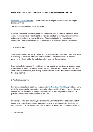 from ideas to reality the power of servicenow