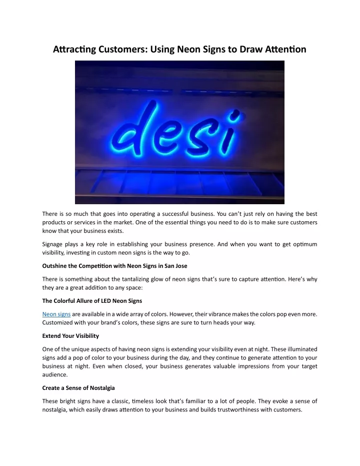 attracting customers using neon signs to draw