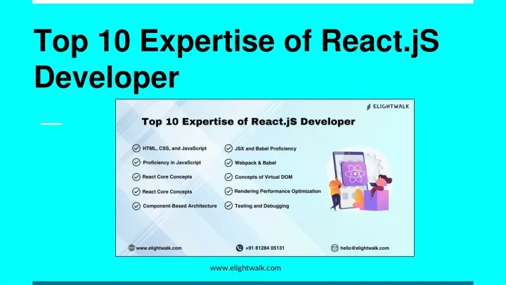 top 10 expertise of react js developer