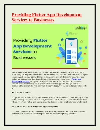 providing flutter app development services