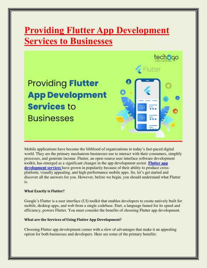 providing flutter app development services