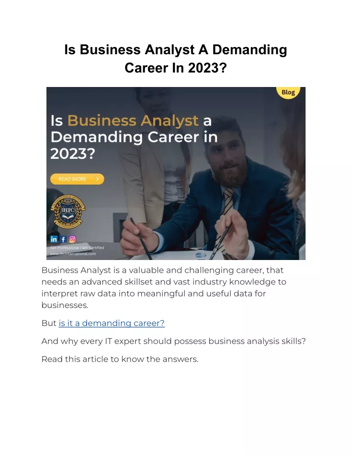 is business analyst a demanding career in 2023