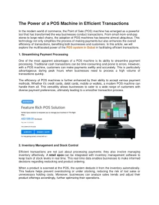 the power of a pos machine in efficient