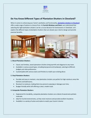 Do You Know Different Types of Plantation Shutters in Cleveland
