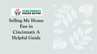 Selling My House Fast in Cincinnati A Helpful Guide