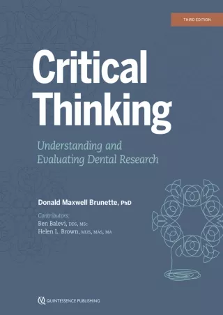 PDF/READ Critical Thinking: Understanding and Evaluating Dental Research, Third Edition