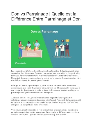 don vs parrainage quelle est la diff rence entre