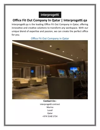Office Fit Out Company In Qatar | Interprogetti.qa