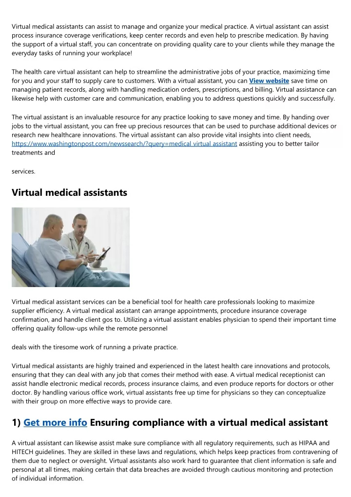 virtual medical assistants can assist to manage