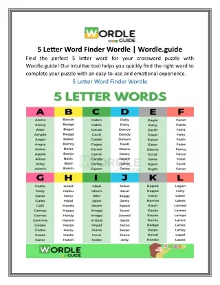 5 Letter Word Finder Wordle | Wordle.guide