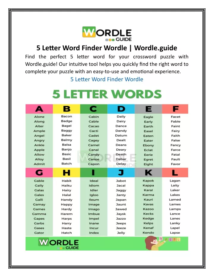 5 letter word list for wordle