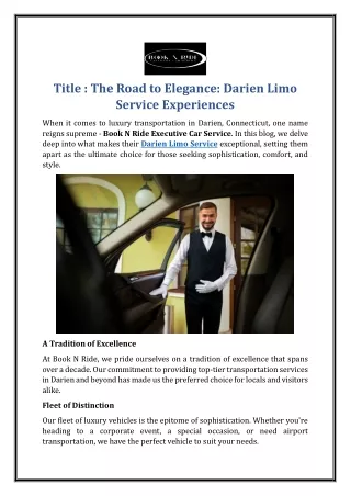 title the road to elegance darien limo service