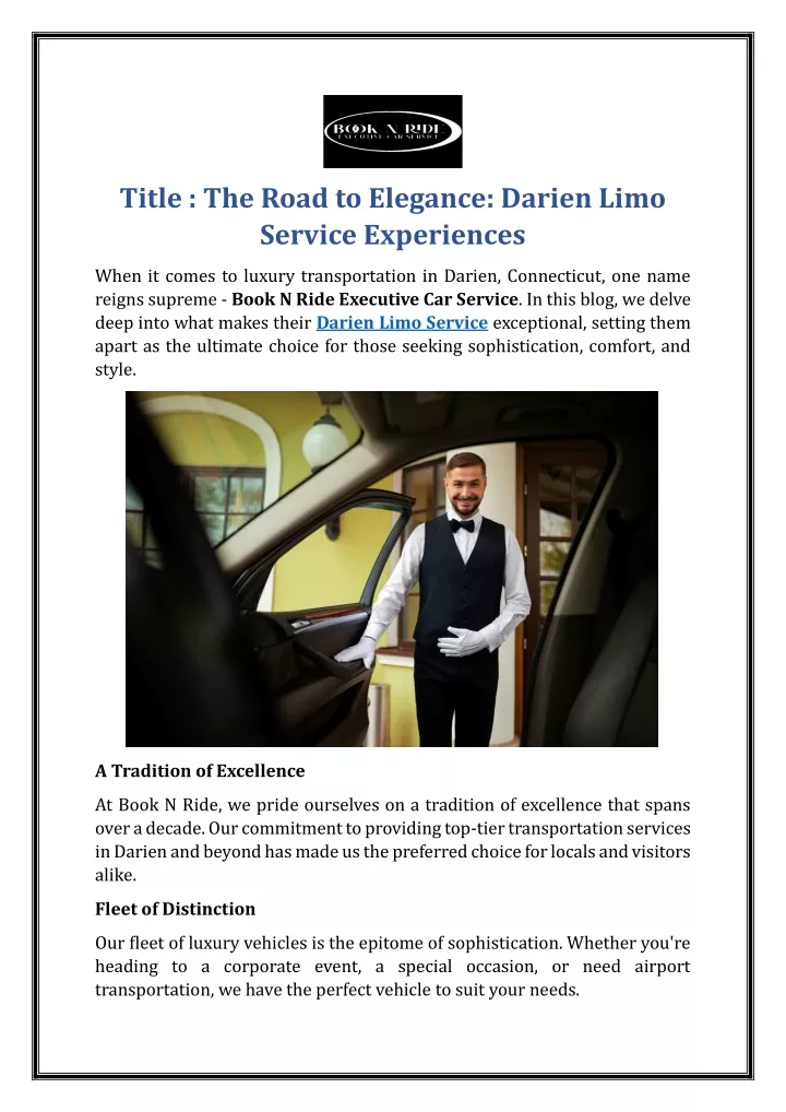 title the road to elegance darien limo service
