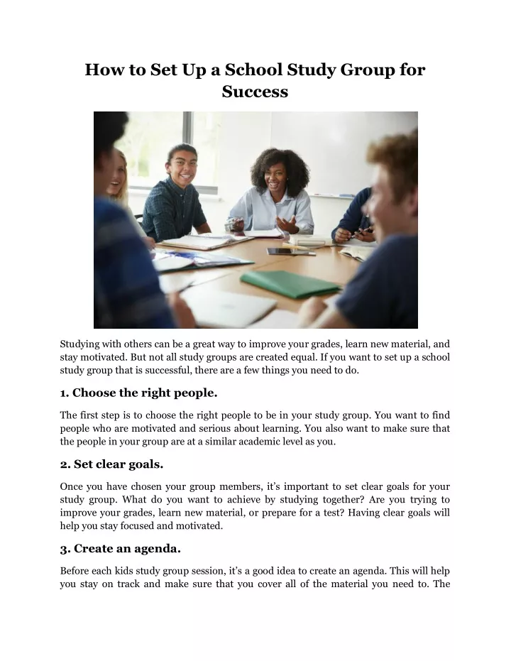 how to set up a school study group for success