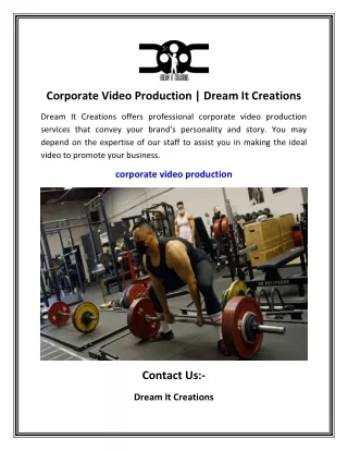 Corporate Video Production   Dream It Creations