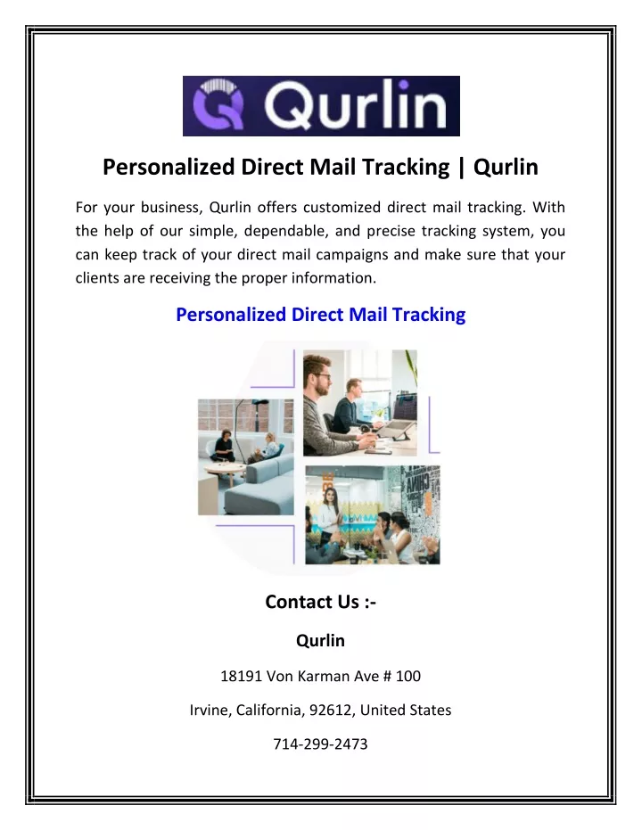 personalized direct mail tracking qurlin