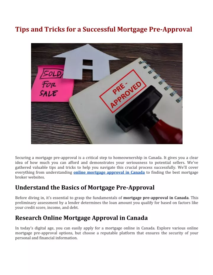 tips and tricks for a successful mortgage