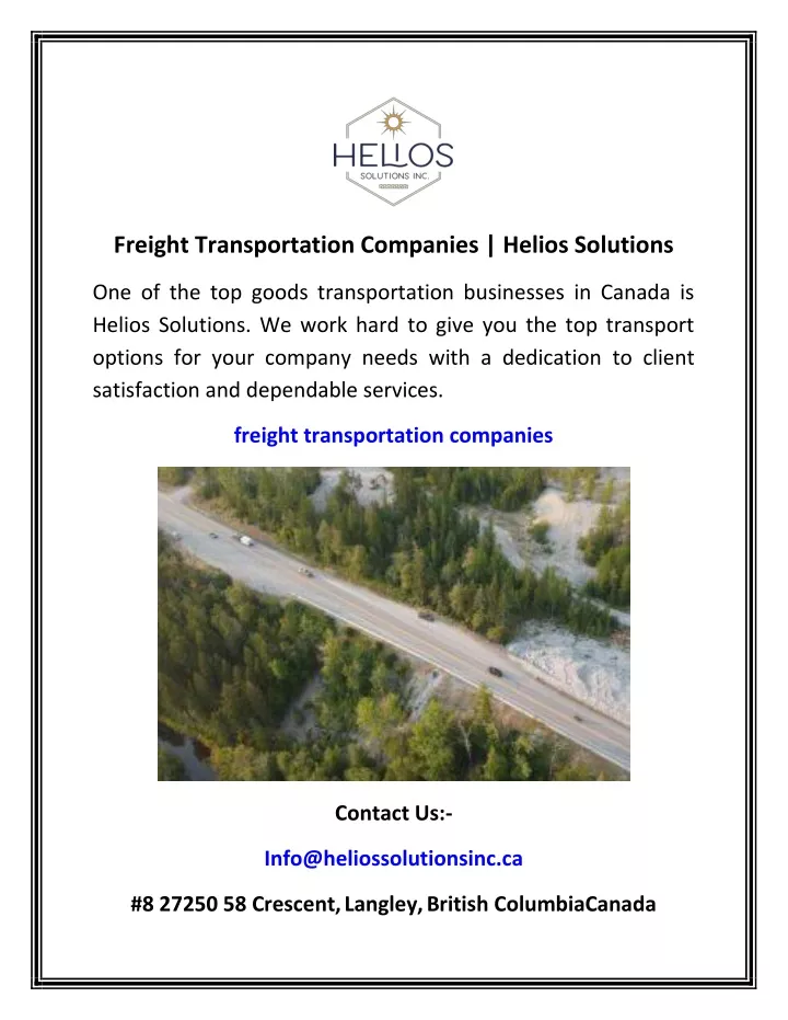 freight transportation companies helios solutions